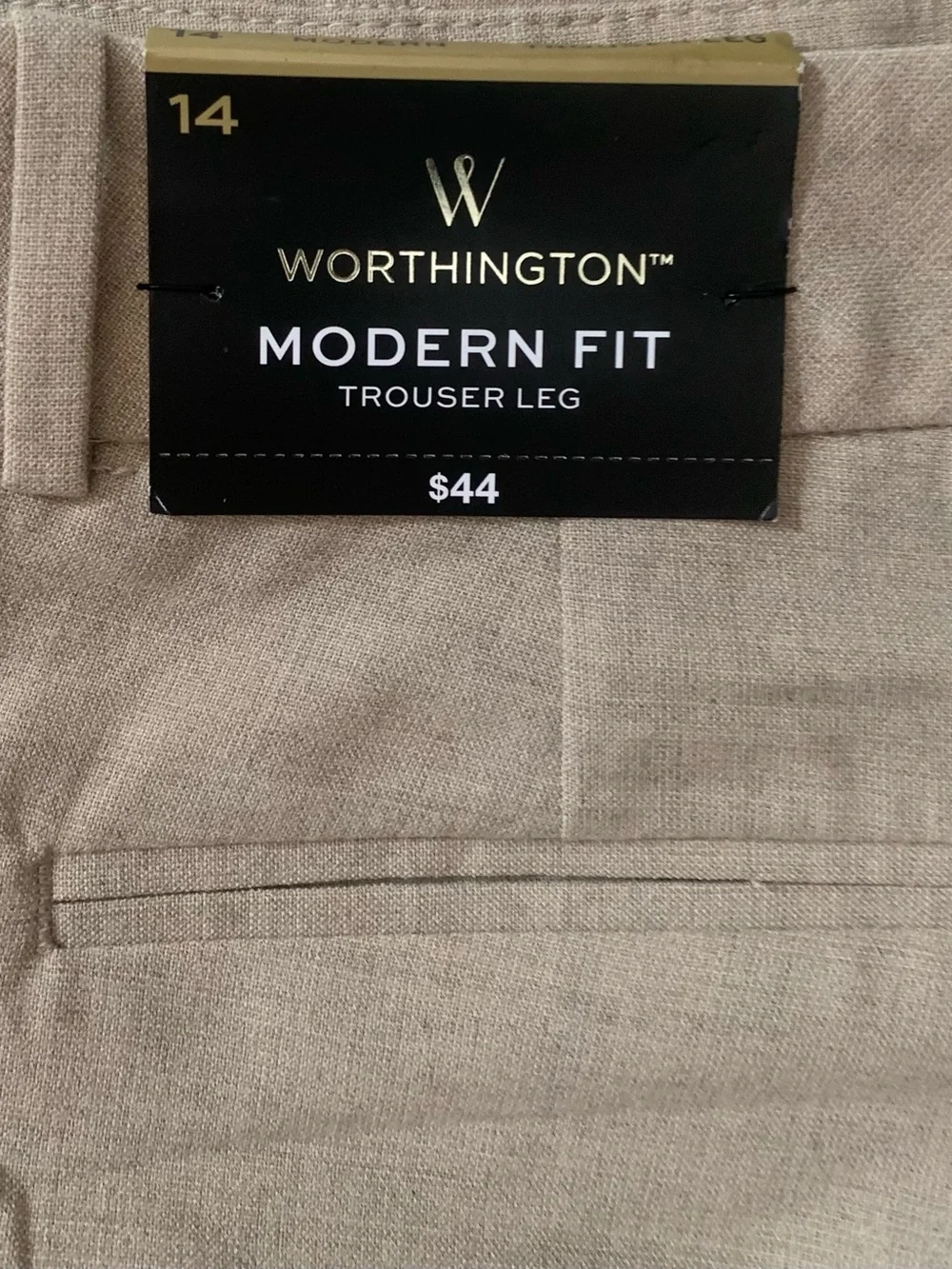 NWT Worthington Modern Fit Beige Dress Pants Size 14 Career Trousers - Picture 4 of 4